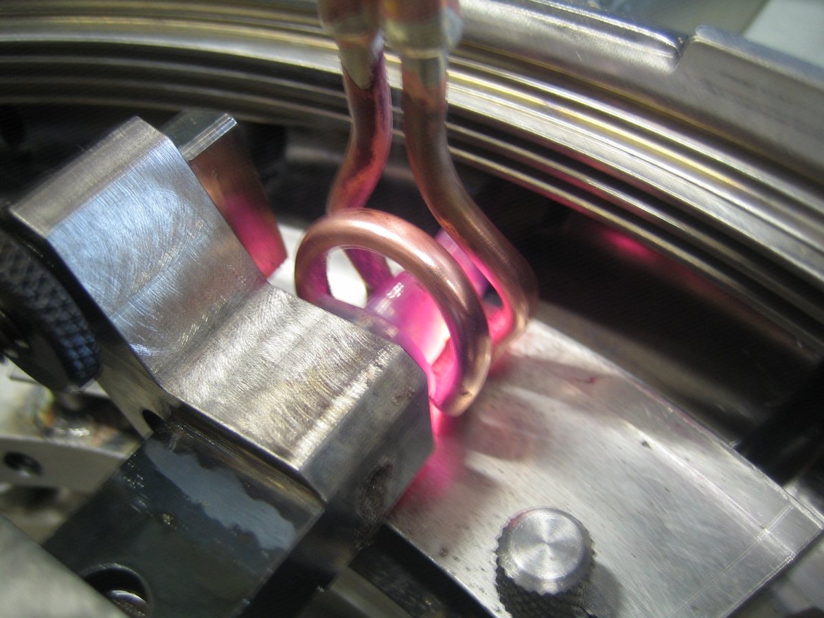 Induction brazing of a stainless steel joint using a custom induction coil